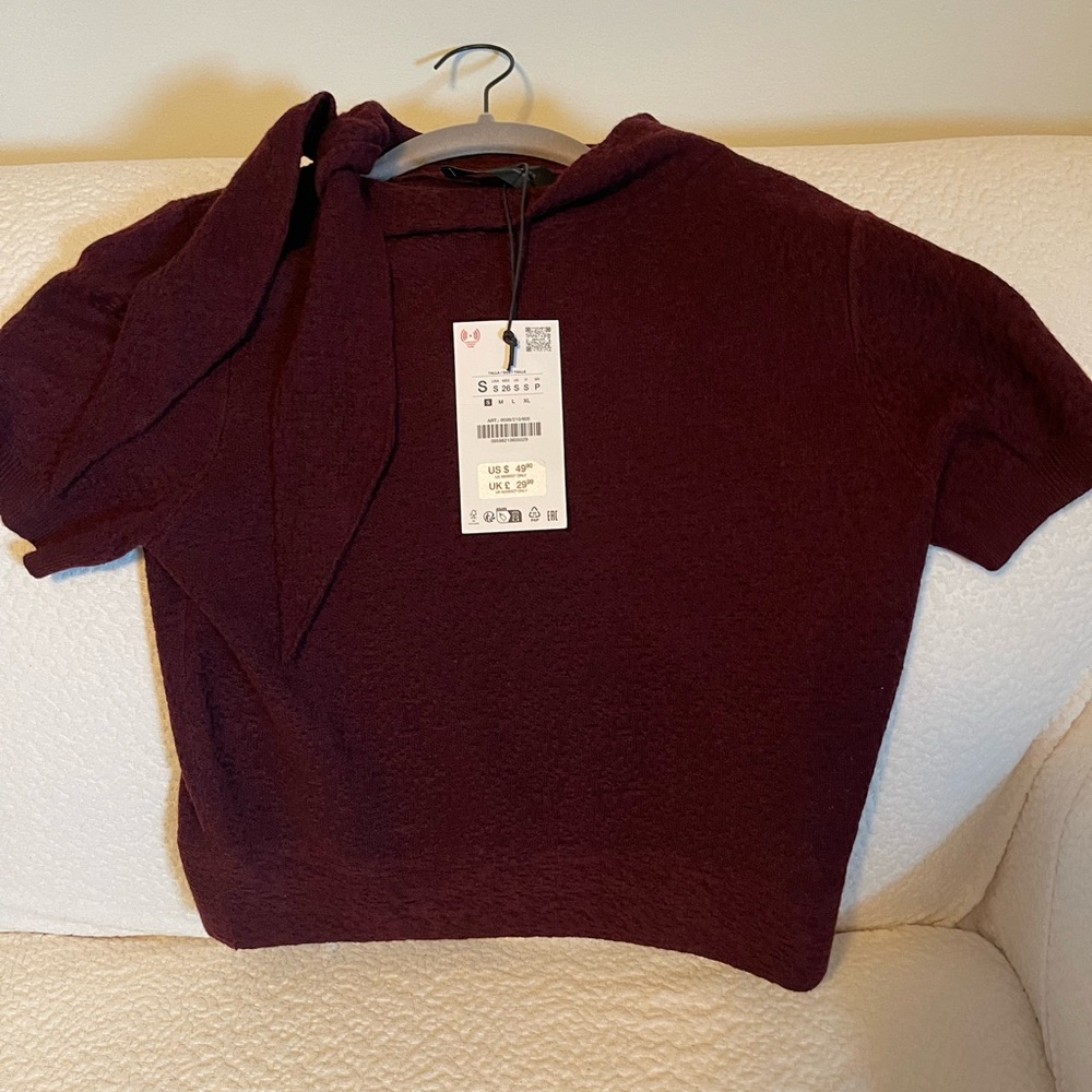 Zara Burgundy Cowl Neck Sweater